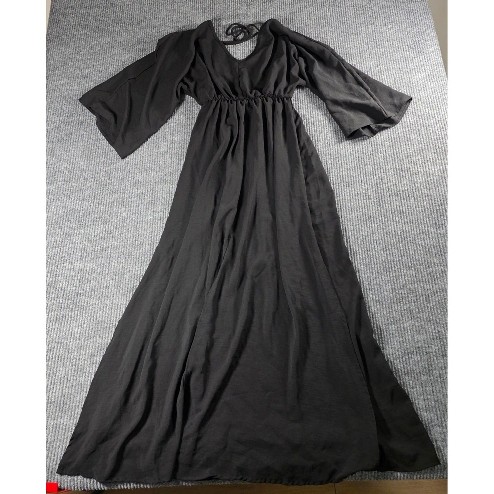 Adara Black Bell Sleeve Maxi Dress V-Neck Empire Waist Small‎ AD6705 Boho